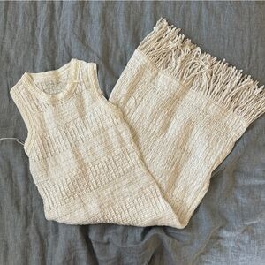 Anthropologie White Fringe Sleeveless Sweater Dress